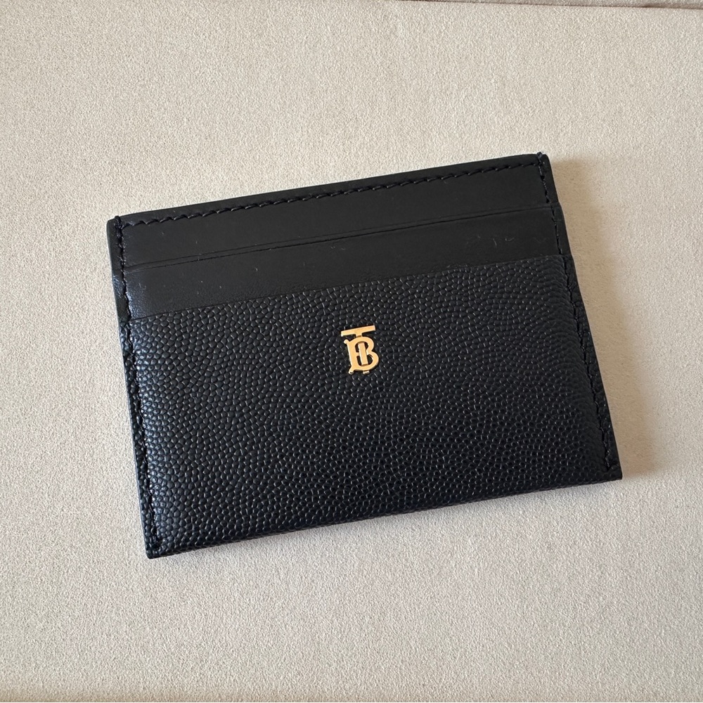 Burberry Sandon TB logo hardware grainy leather card holder wallet